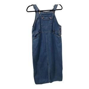 Vtg Route 66 Denim Overall Dress Women’s 11/12 Blue Jumper Pinafore Y2K Utility
